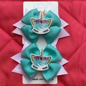 Unicorn Handmade Hair Bow Set